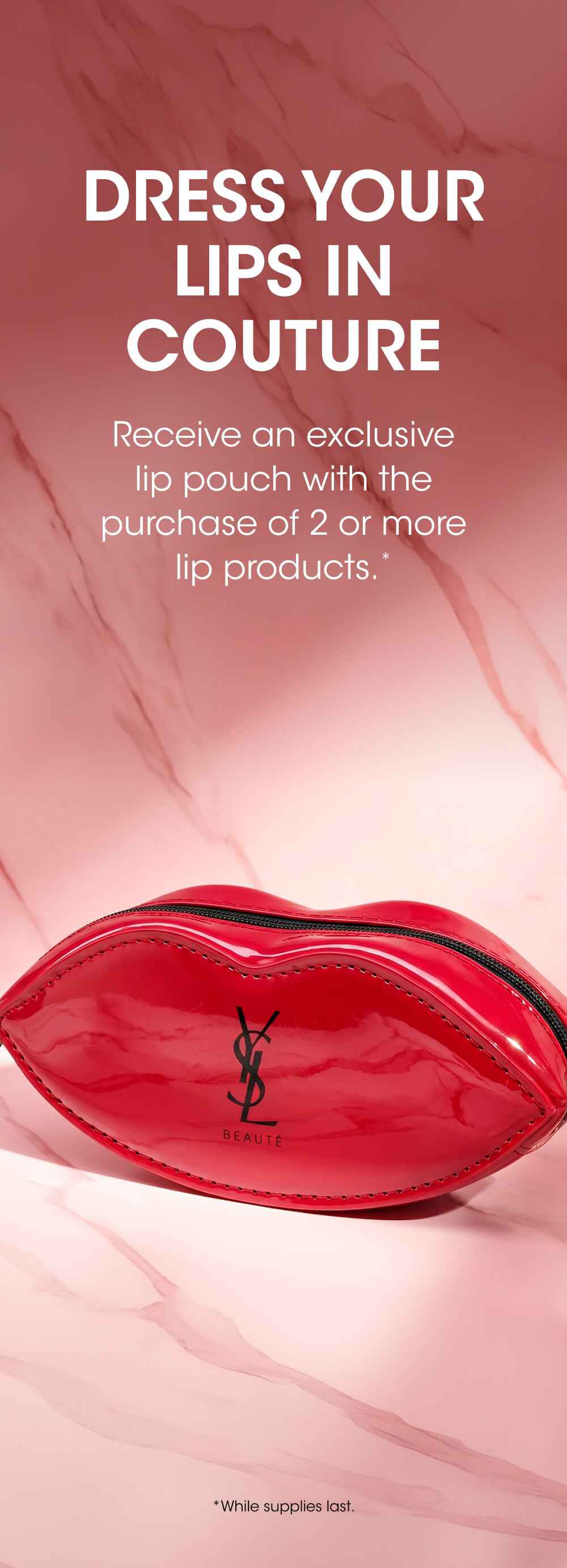  Lip Pouch Gift with purchase when you buy 2+ lip products 