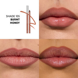 Close-up lips wearing YSL LOVENUDE KISS SHAPER nude shade.