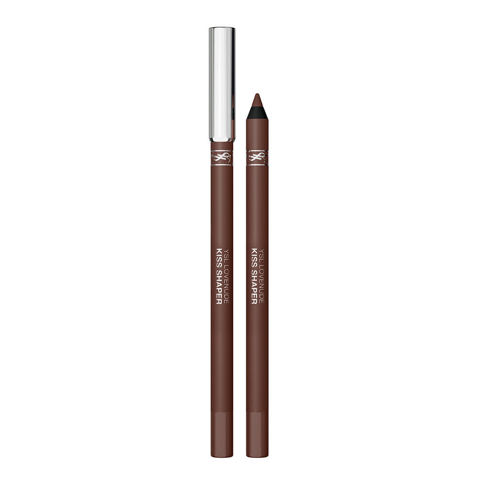 YSL LOVENUDE Kiss Shaper, shade 107 Cocoa Flirt. Packshot of product, opened and closed.