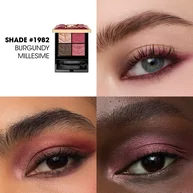 Eye makeup close-ups showing shade #1982 Burgundy Millesime applied on different skin tones.