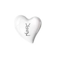 Serum-en-creme mains et corps CARE CRUSH en forme de coeur blanc laque avec logo YSL argente. Packshot soin chic.
