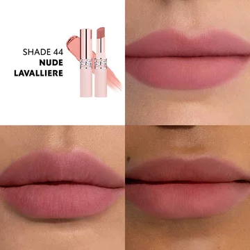 YSL LOVENUDE Lip Blusher, shade 44. Multiframe close-up of lips wearing the product.