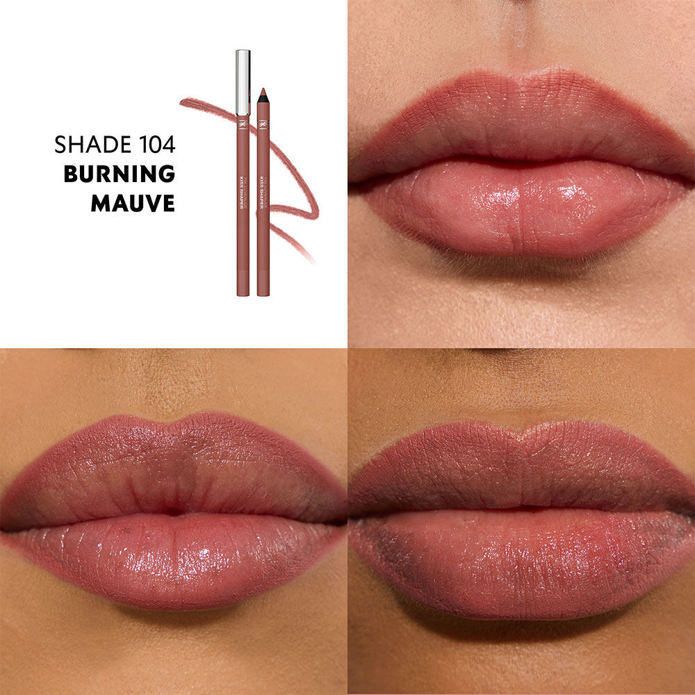 Close-up lips wearing YSL LOVENUDE KISS SHAPER nude shade.