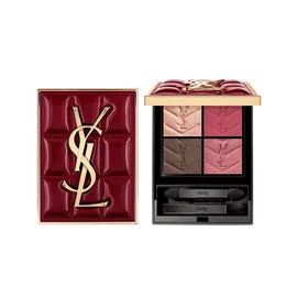 YSL Couture Mini Clutch collector edition palette with quilted burgundy case and four eyeshadow shades