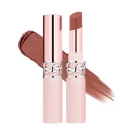 YSL LOVENUDE Lip Blusher, shade 07 Illicit Nude. Packshot of opened and closed product with swatch.