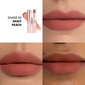 YSL LOVENUDE Lip Blusher, shade 2. Multiframe close-up of lips wearing the product.