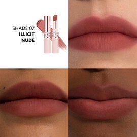 YSL LOVENUDE Lip Blusher, shade 7. Multiframe close-up of lips wearing the product.